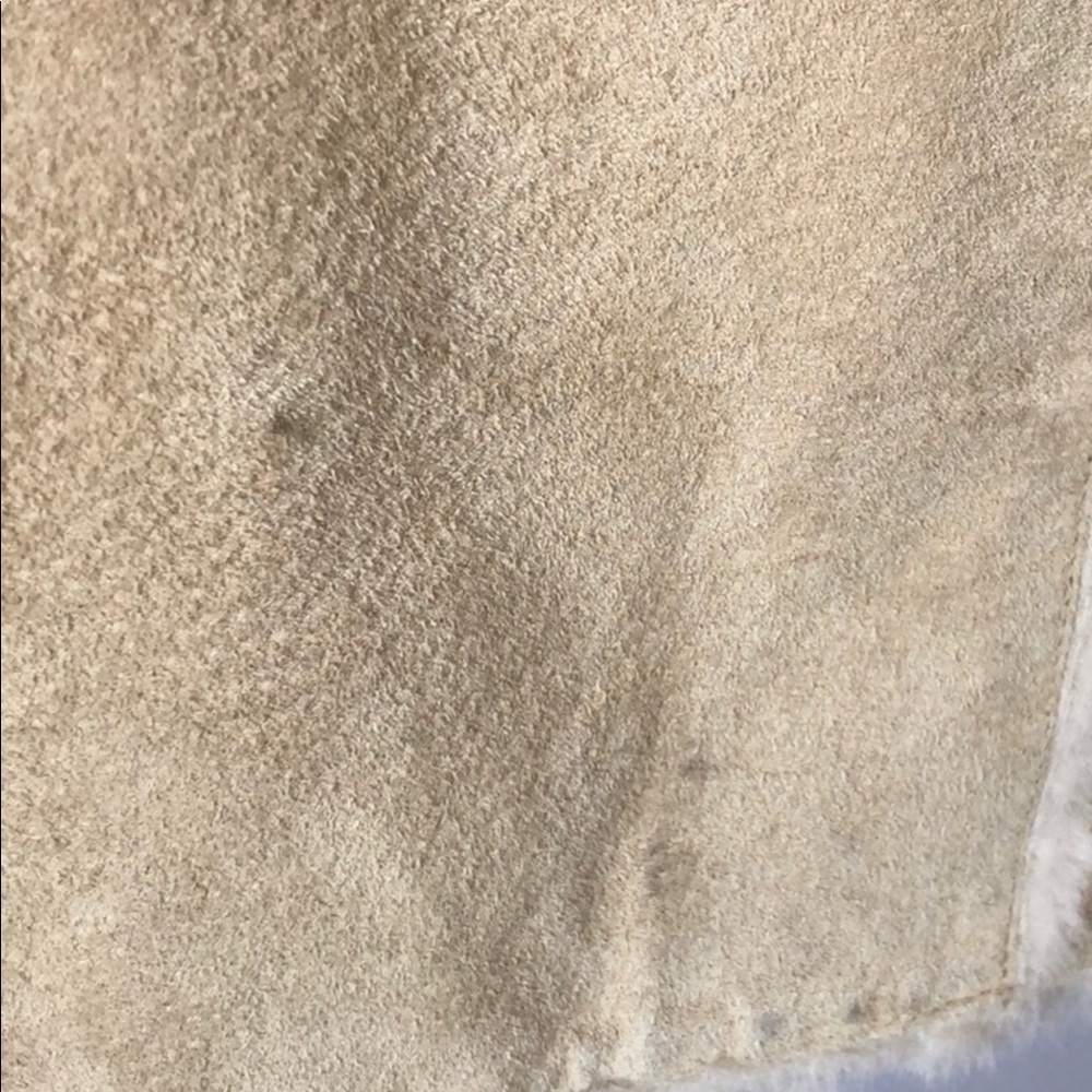 Covington Suede Leather Tan Cream Coat Size S 6-8 - Picture 4 of 4